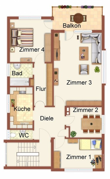 Grundriss Obergeschoss - Walldorf - bevorzugte und gewachsene Wohnlage; 3-Familienhaus für Kapitalanleger oder Eigennutzer