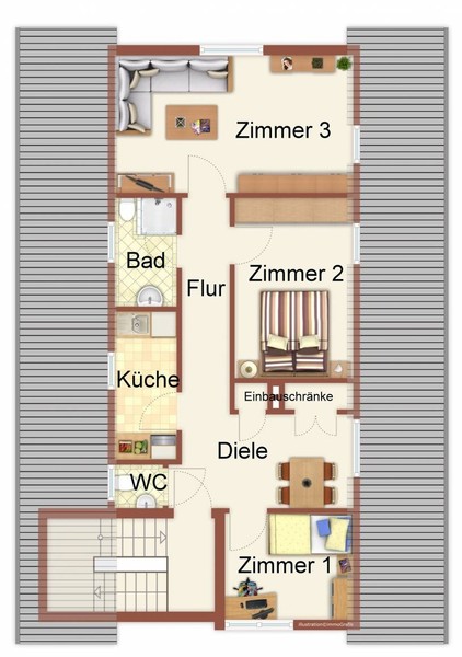 Grundriss Dachgeschoss - Walldorf - bevorzugte und gewachsene Wohnlage; 3-Familienhaus für Kapitalanleger oder Eigennutzer