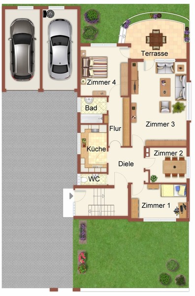 Grundriss Erdgeschoss - Walldorf - bevorzugte und gewachsene Wohnlage; 3-Familienhaus für Kapitalanleger oder Eigennutzer