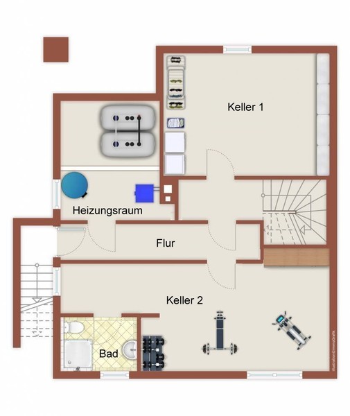 Grundriss Untergeschoss - Großzügige Doppelhaushälfte mit viel Potenzial in ruhiger Aussichtslage von Gaiberg