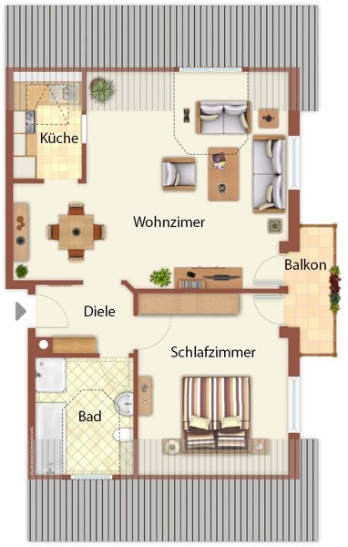 Grundriss - Großzügige und moderne Zweizimmerwohnung in guter Lage von Sandhausen