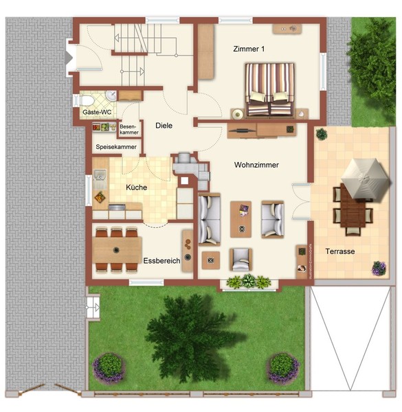 Grundriss EG - HD-Leimen: Charmantes Einfamilienhaus mit Garten in bevorzugter Wohnlage