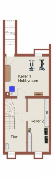 Grundriss Kellergeschoss - Heidelberg-Handschusheim (Trübnerstr.): Reihenmittelhaus 94 m² Wohnfläche