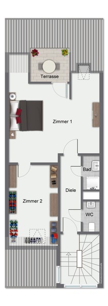 Grundriss DG - Viel Platz für die Familie: Geräumiges Reihenmittelhaus mit 6 Zimmern und Garten in Wieblingen