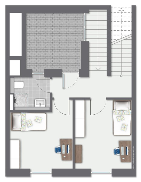 Grundriss 2. OG - Attraktive Maisonettewohnung mit Dachterrasse im Reihenhausstil