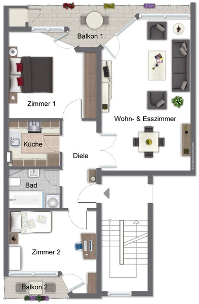 Grundriss - Provisionsfrei: 3-Zimmer-Wohnung in herrlicher Aussichtslage von Neckargemünd!