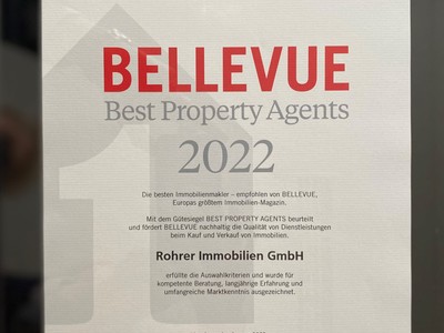 Bellevue Auszeichnung 2022.jpg - ©Rohrer Immobilien GmbH