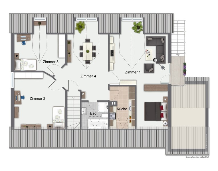 Grundriss Obergeschoss - Provisionsfrei: 3-Familienhaus auf über 1400 m² großem Grundstück in Bestlage von Wiesenbach
