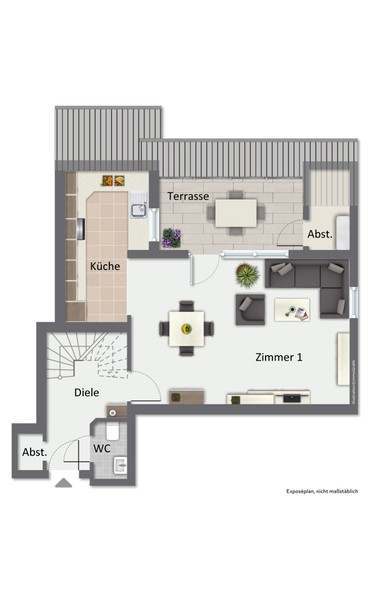 Grundriss DG 1 - Behaglich wohnen: Attraktive 4-Zimmer-Maisonette mit Terrasse und TG-Stellplatz in Rohrbach