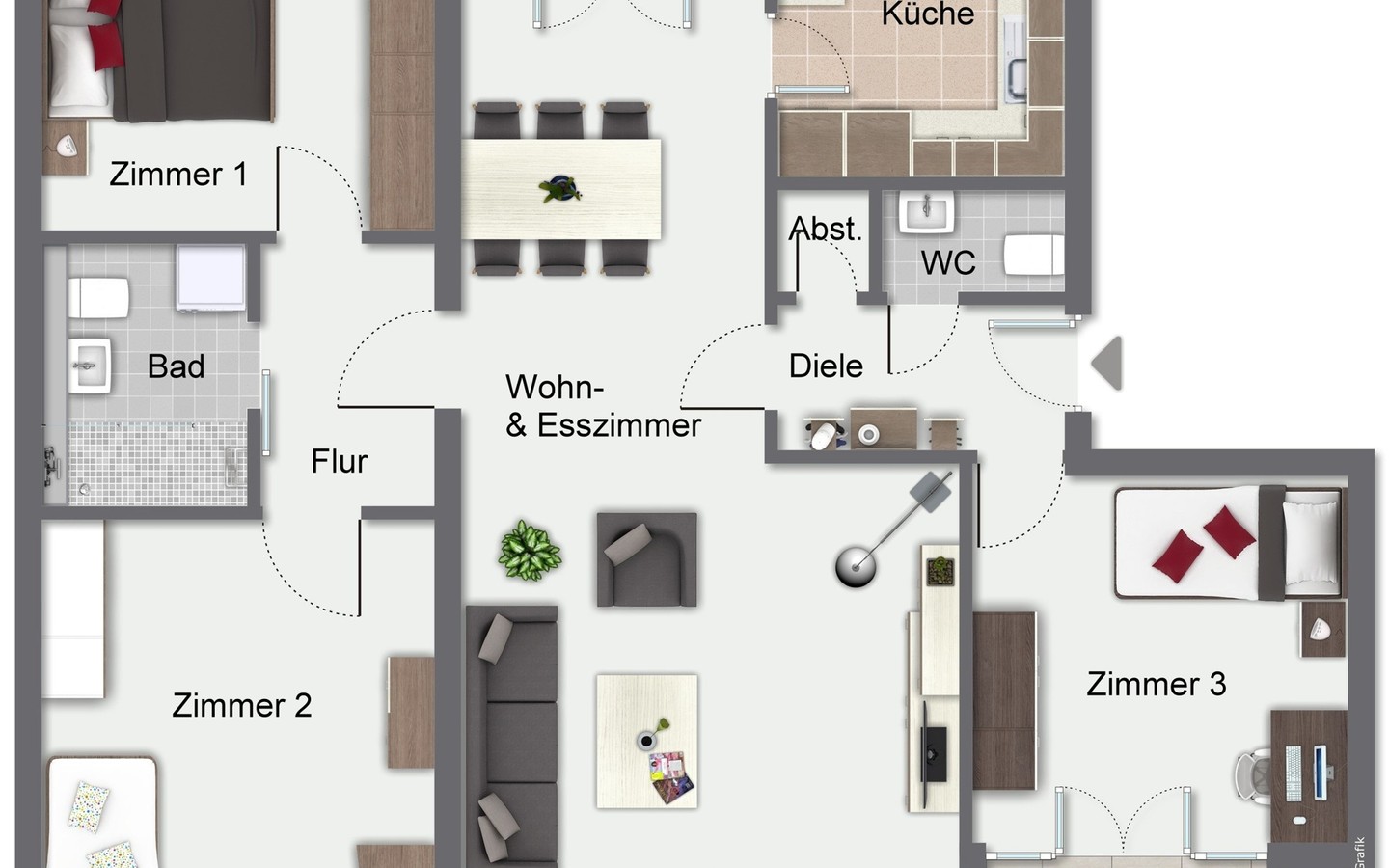 Grundriss - Weinheim: Lichtdurchflutete 4,5-Zimmer-Wohnung mit TG-Stellplatz und 2 Terrassen