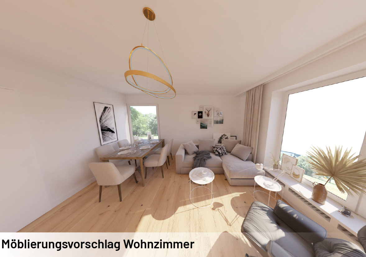 Möblierunsvorschlag Wohnzimmer 1 - Immobilienmakler in Heilbronn
