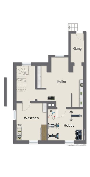 Grundriss KG - Ohne Käuferprovision: Mehrfamilienhaus als Doppelhaushälfte mit Garten (kernsanierungsbedürftig)