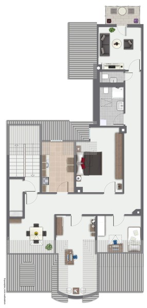 Grundriss - Rarität – Dachgeschosswohnung mit Schlossblick -
 Ideal für kreative Singles oder Paare