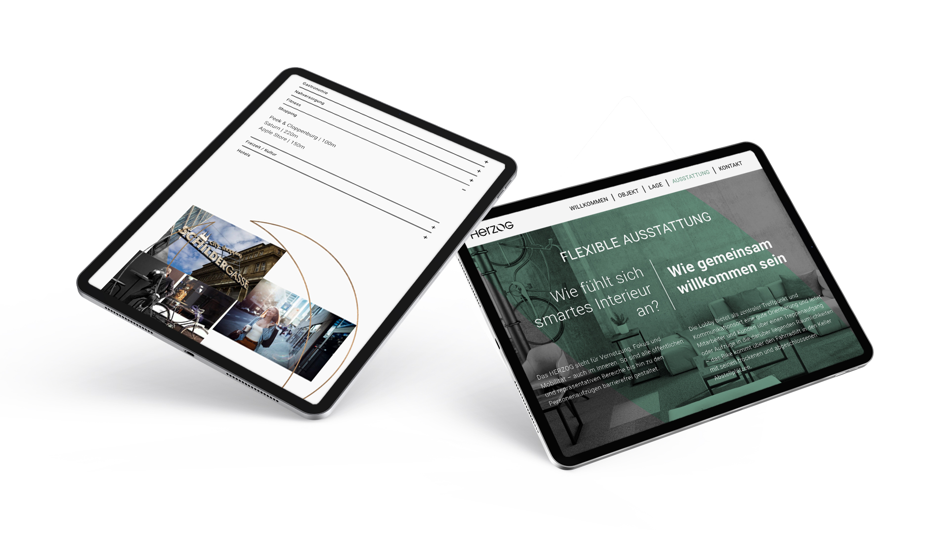 Das responsive Website Design auf dem Tablet für das Herzog von Bauwens, erstellt von der Agentur Königspunkt.
				