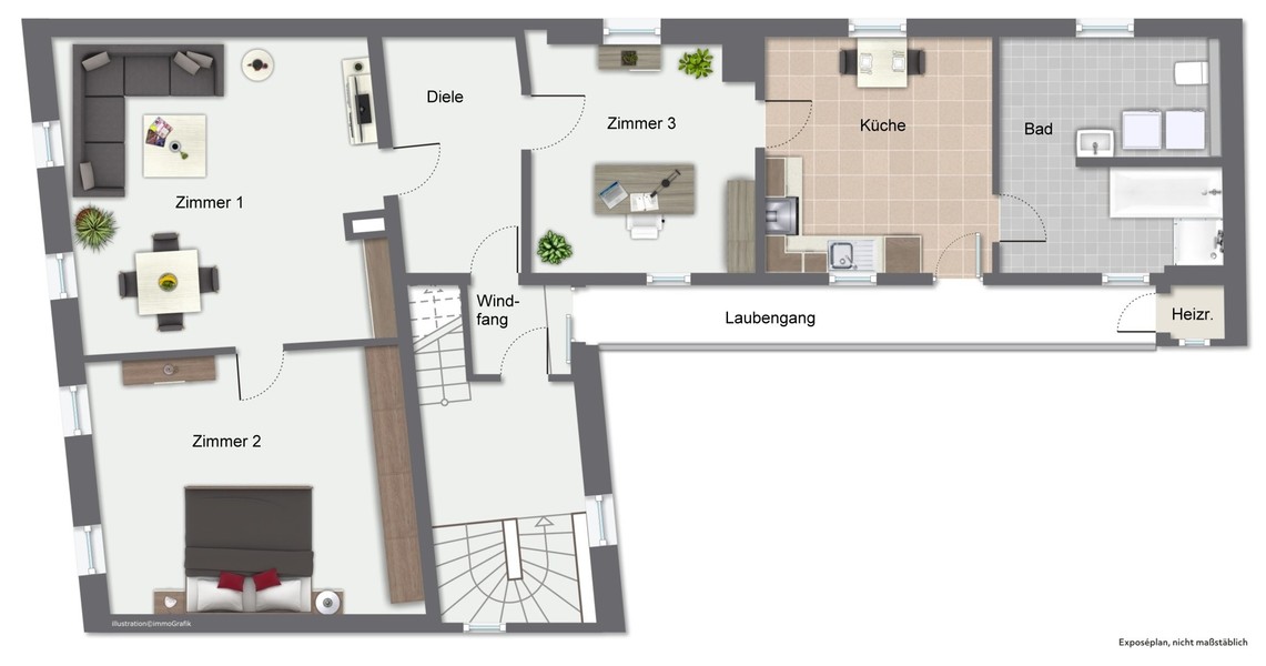 Grundriss_Vorderhaus OG links - Einzigartiges Anwesen mit 6 Einheiten und herausragendem Entwicklungspotenzial in HD-Handschuhsheim