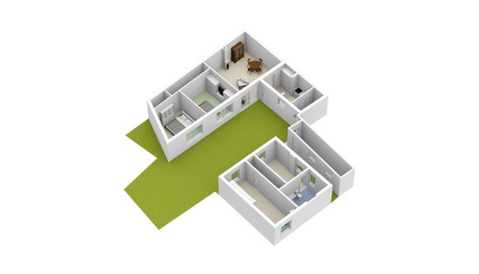 Grundriss 3D-EG-Garten-Häuser Ensemble