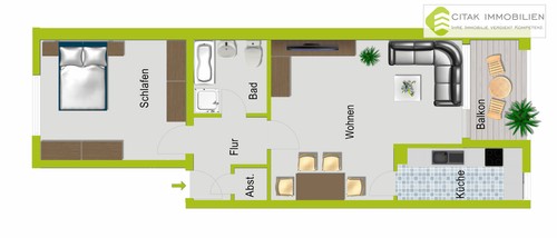 Grundriss - 2 Zimmer Wohnung in Köln-Niehl
				