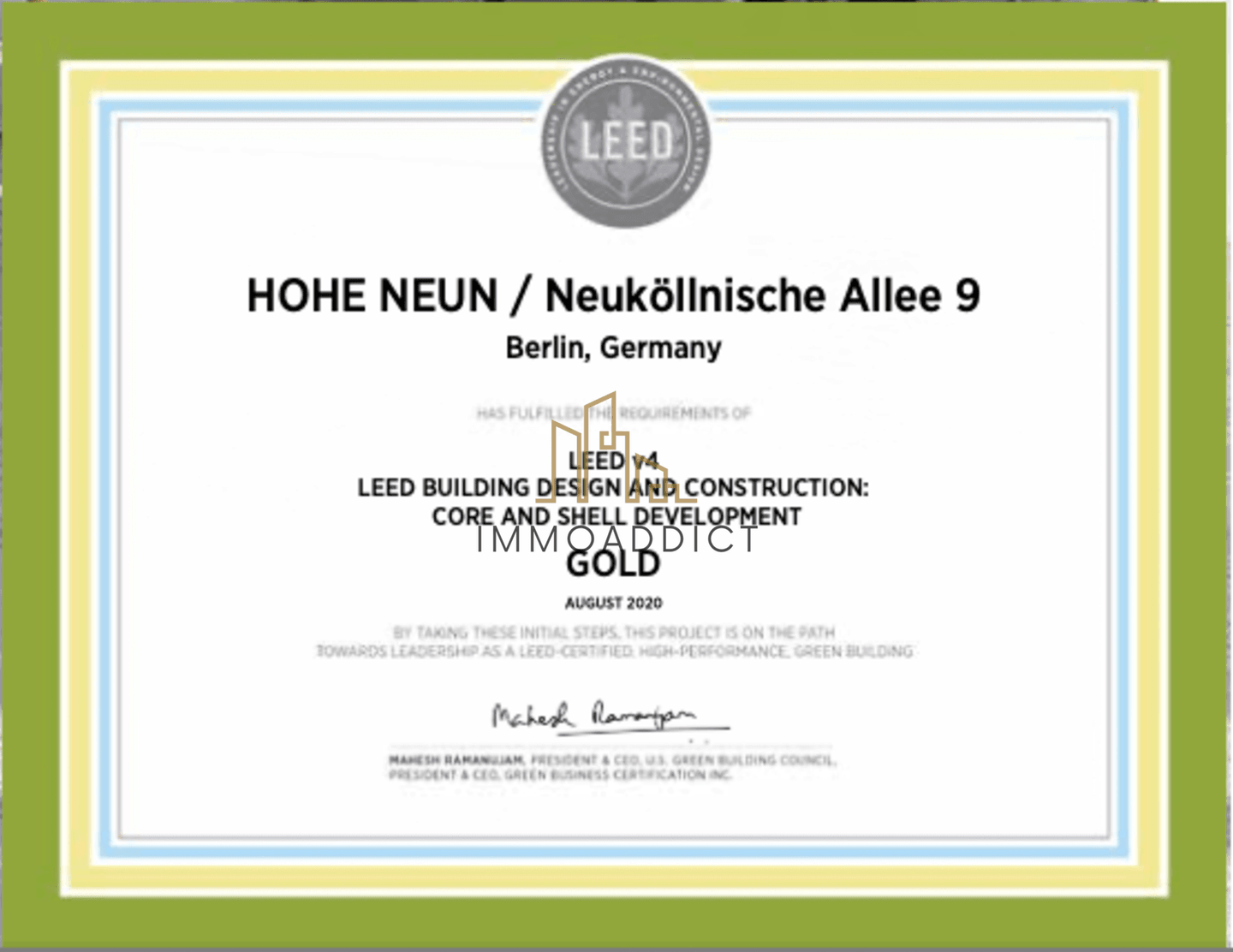 Hohe Neun - LEED GOLD Siegel
				