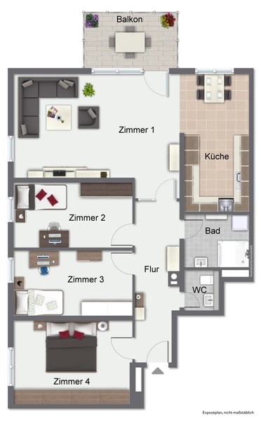 Grundriss - Großzügig & barrierefrei: 4,5-Zimmer-Wohnung mit Sonnenbalkon in gesuchter Wohnlage von HD-Kirchheim