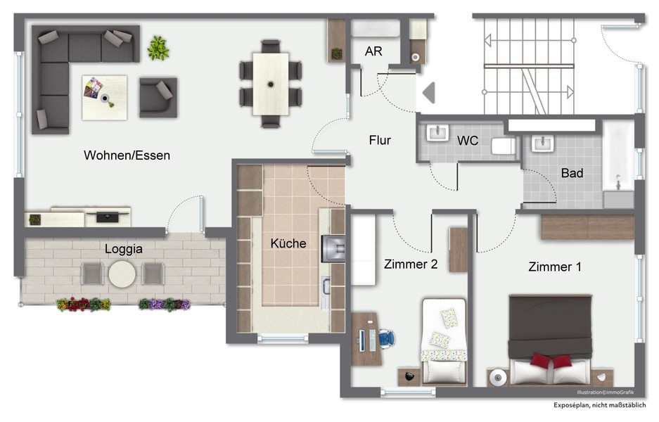 Grundriss - Verwirklichen Sie Wohnträume: Authentische 3-Zimmer-Wohnung mit Balkon und Gemeinschaftsgarten