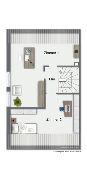 Grundriss Dachgeschoss - Traumhaftes Familienidyll: Doppelhaushälfte mit Garten
und Einliegerwohnung