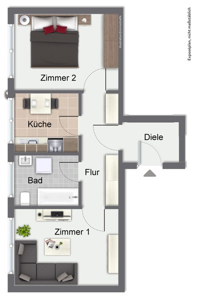 Grundriss - Gemütliche Zwei-Zimmer-Wohnung in zentraler Lage
Heidelbergs: Wohnen mit Komfort und Charme