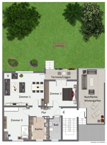 Grundriss EG - Auf Erbpachtgrundstück: 3-Parteienhaus mit Garten, Garagen und vielfältigen Nutzungsmöglichkeiten