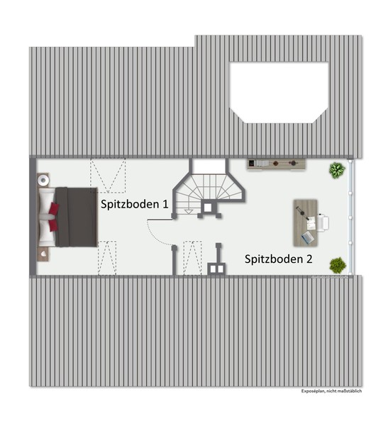 Grundriss Spitzboden - Auf Erbpachtgrundstück: 3-Parteienhaus mit Garten, Garagen und vielfältigen Nutzungsmöglichkeiten